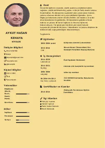 Biyolog CV Örnekleri cv indir